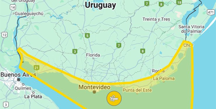 Rige alerta nivel amarillo por vientos fuertes para la franja costera; intensidad puede alcanzar los 80 Km/h