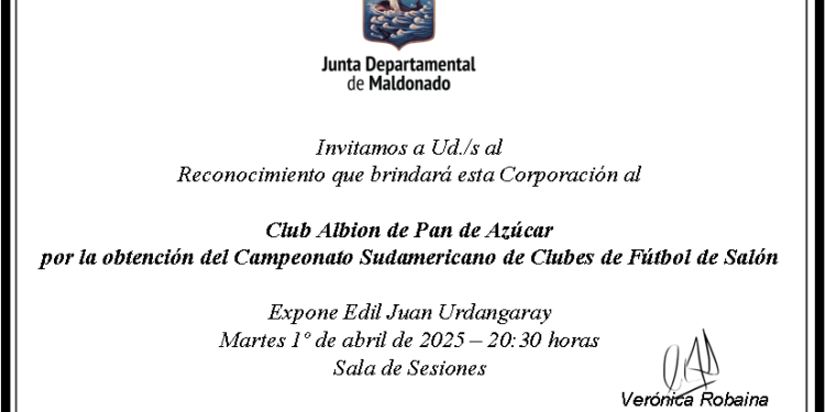 Junta Departamental reconoce al Club Albion por su hazaña sudamericana en fútbol de salón