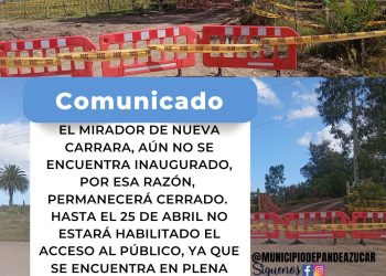 Mirador de Nueva Carrara permanecerá cerrado al público hasta el 25 de abril por obras en curso