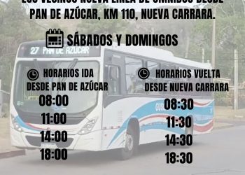 Nueva línea de ómnibus conecta Pan de Azúcar, Km 110 y Nueva Carrara los fines de semana