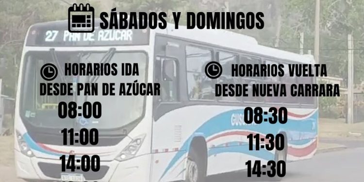 Nueva línea de ómnibus conecta Pan de Azúcar, Km 110 y Nueva Carrara los fines de semana