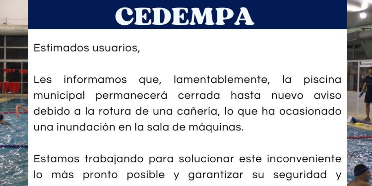 Piscina municipal de Pan de Azúcar cerrada por rotura de cañería