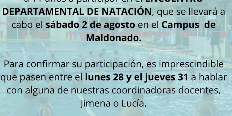 CEDEMPA convoca a niños y niñas al Encuentro Departamental de Natación