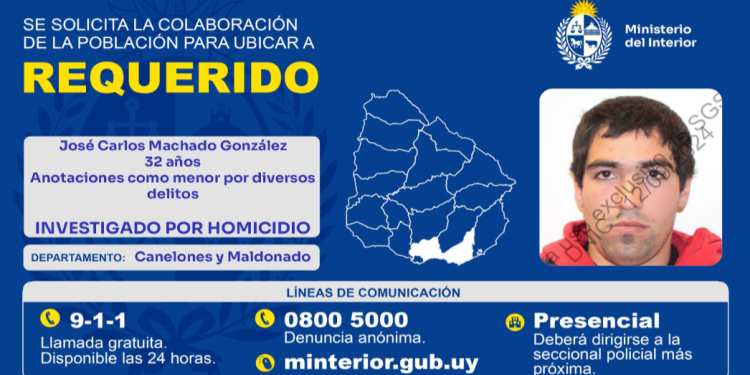 La Jefatura de Policía de Maldonado solicita colaboración para ubicar a dos personas vinculadas a homicidio en Playa Verde