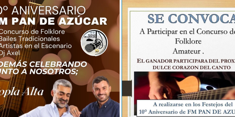 FM Pan de Azúcar celebra su 10º aniversario con gran fiesta y concurso de folklore amateur; inscripciones abiertas