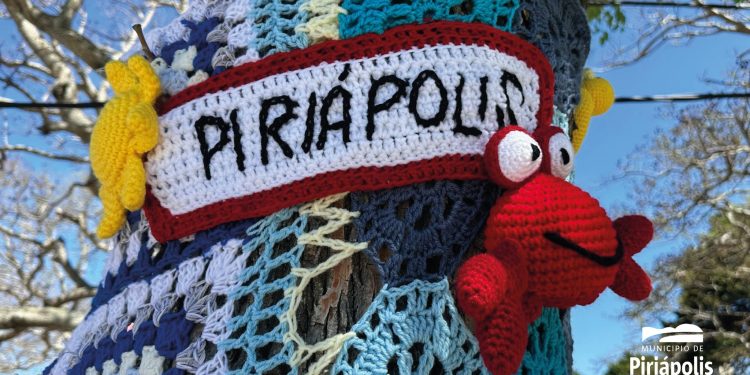 Piriápolis: intervención artística en Plaza Artigas a cargo del grupo de tejedoras de AJUPENPIR