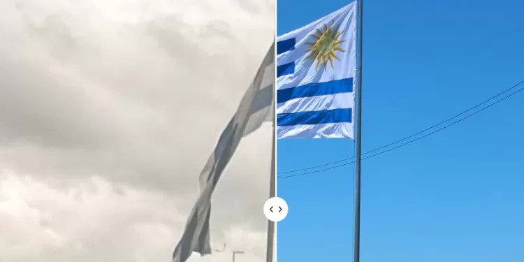 Mirá el antes y el después: Municipio de Pan de Azúcar sustituyó el pabellón nacional dañado por los fuertes vientos