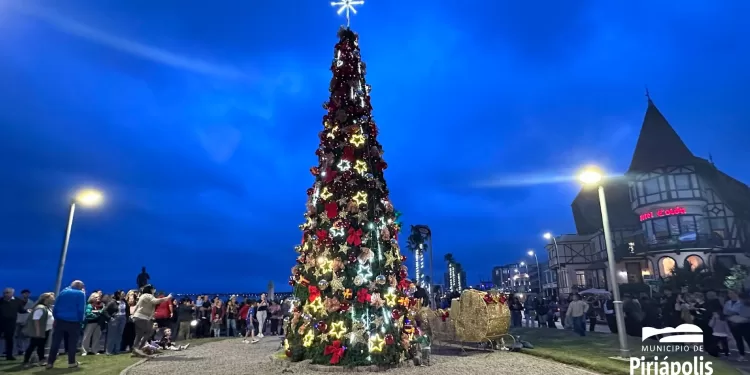 Quedó encendido el Árbol de Navidad en Piriápolis