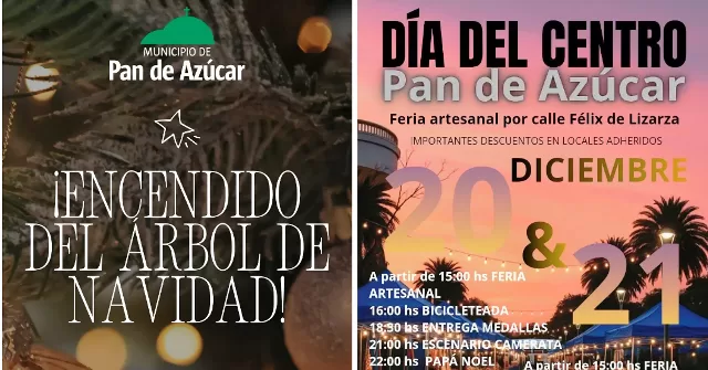 Pan de Azúcar enciende árbol de Navidad este viernes, celebra el Día del Centro, bicicleteada y correcaminata el fin de semana