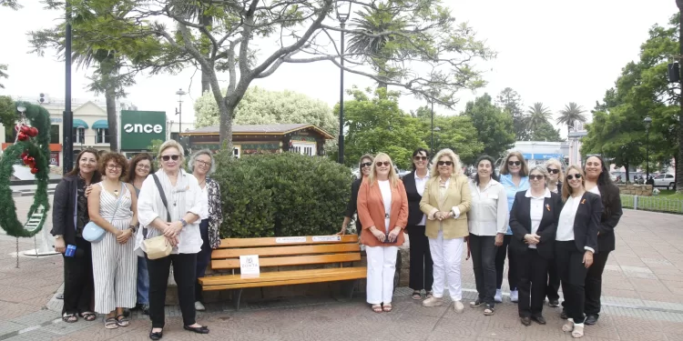 Zonta Atlántico Sur y la IDM colocaron un nuevo “Banco Naranja” para visibilizar la lucha contra la violencia
